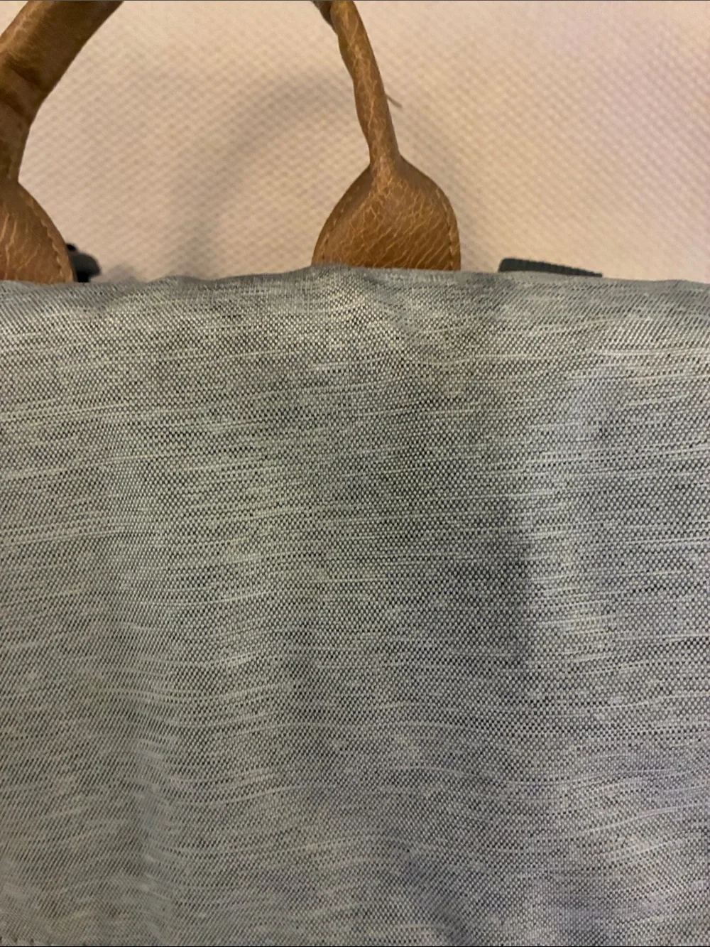 Eddie Bauer Cascade Canvas Two-Tone Gray & Cream DiaperBackpack w/ Tan Accents